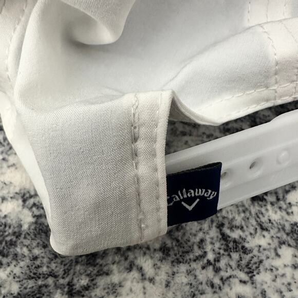 New Callaway Men's White Flexfit 110 One Ten Golf Hat Cap w/ Striped Band & Logo - Picture 6 of 10